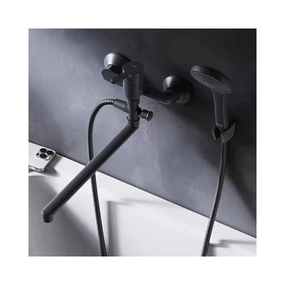 Смеситель для ванны и душа AM.PM X-Joy S F85B90122 с длинным изливом черный